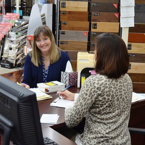 sales person in showroom