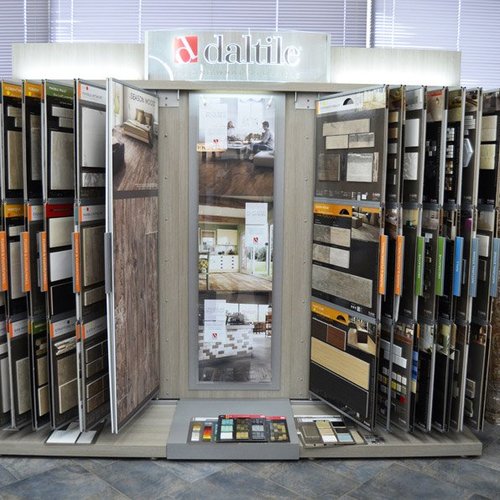 swatch display stand in showroom