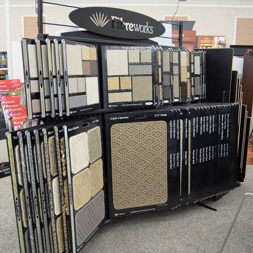 swatch display stand in showroom