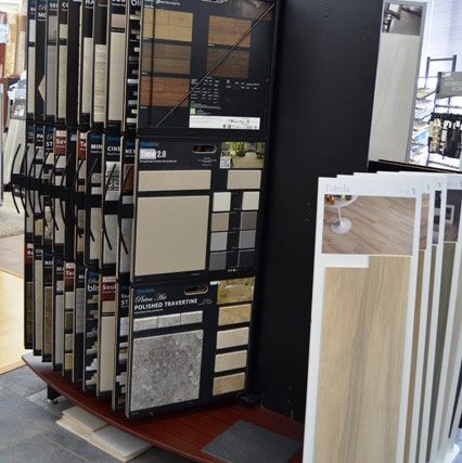 swatch display stand in showroom
