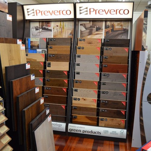 swatch display stand in showroom