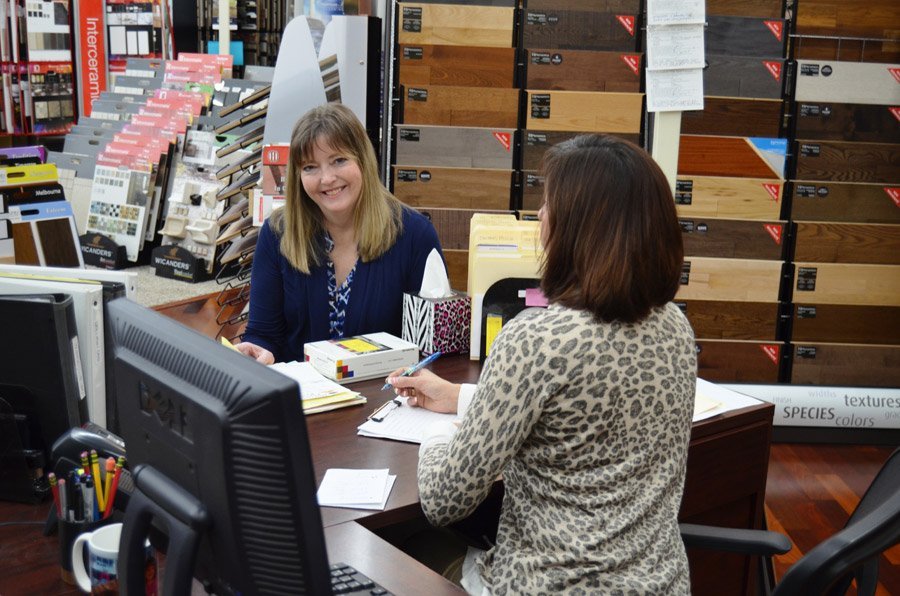 sales person in showroom