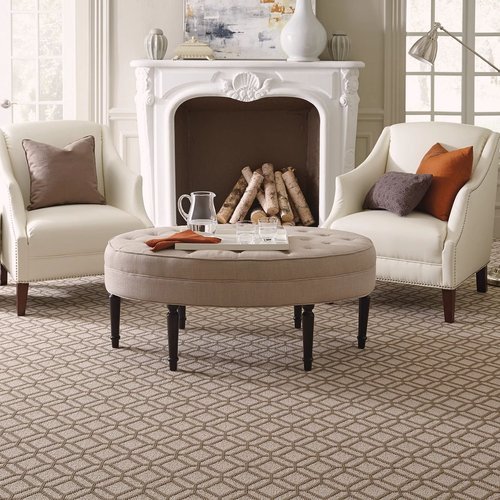 living room with brown patterned carpet floor from Potomac Tile and Carpet in Frederick, MD