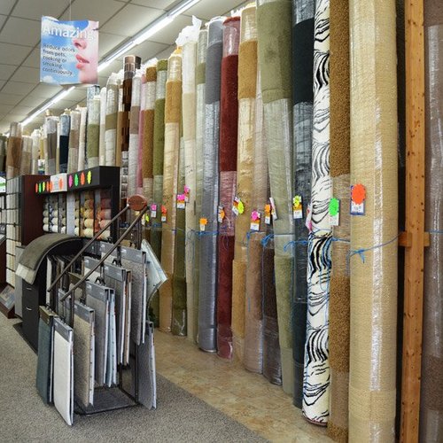 swatch display stand in showroom